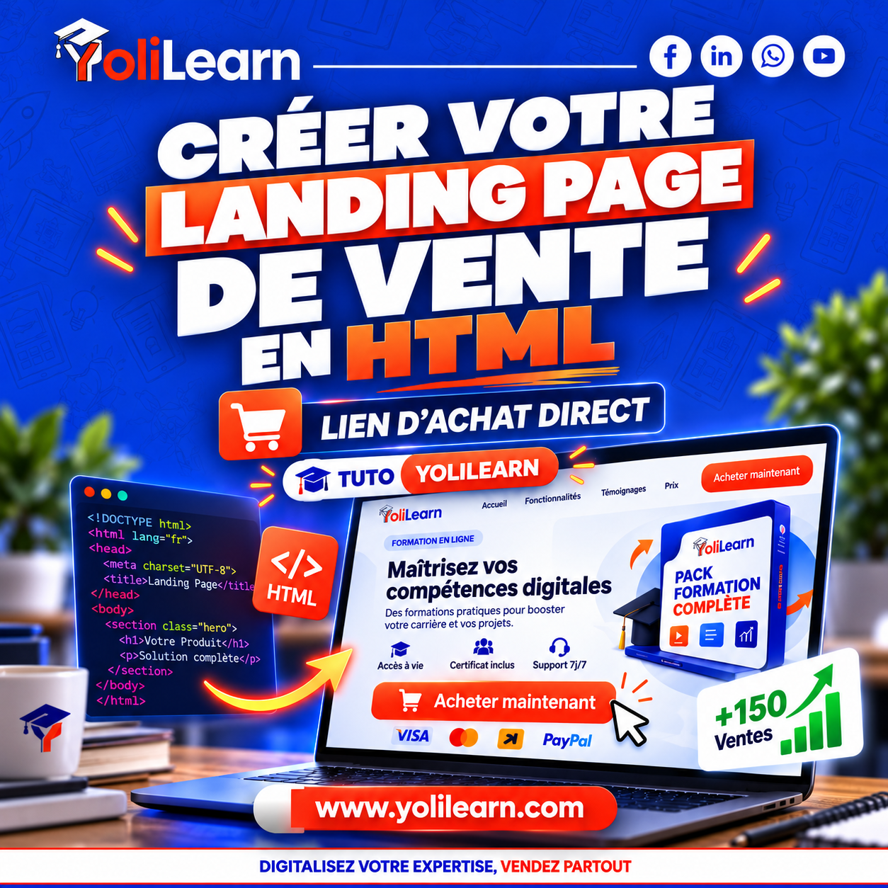 Créer votre landing page de vente en HTML (lien d'achat direct) | Tuto YoliLearn