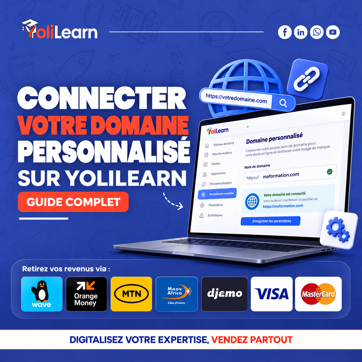 COMMENT CONNECTER VOTRE NOM DE DOMAINE PERSONNALISE - YOLILEARN