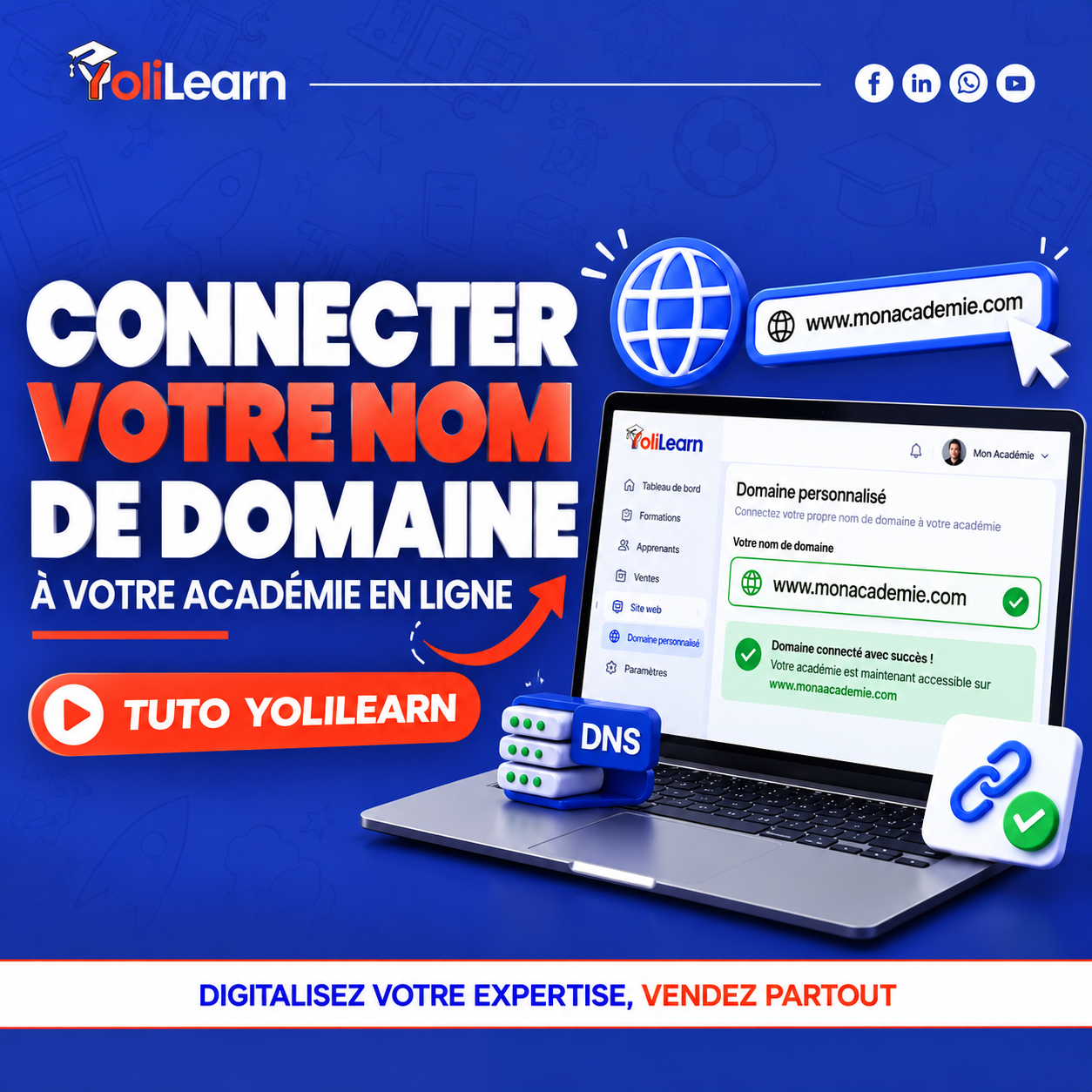 Connecter votre nom de domaine à votre académie en ligne